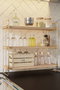 Hanah Home Estantería de Pared de Madera Maciza Dorado y Marrón
